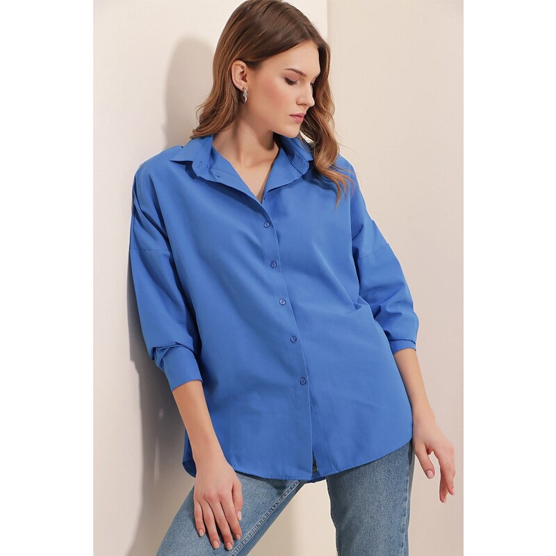 Bigdart 3900 Oversize Long Basic Shirt - B.blue