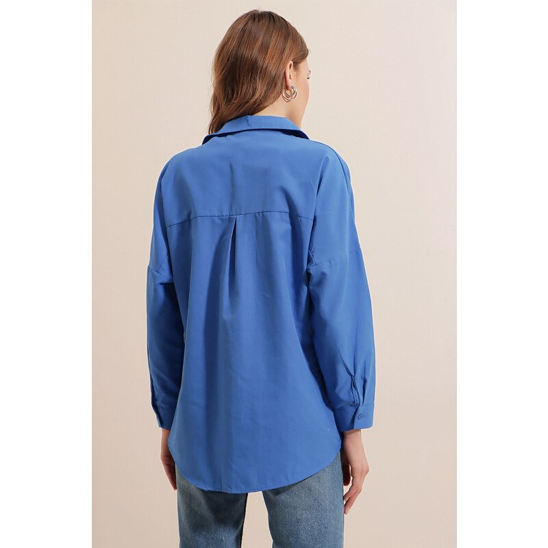 Bigdart 3900 Oversize Long Basic Shirt - B.blue