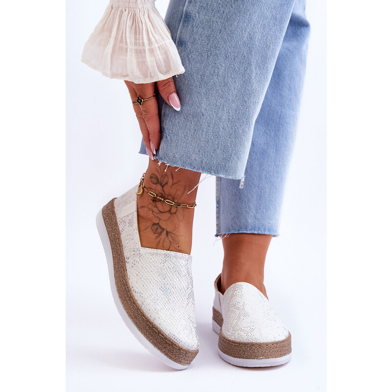 Botoshop Kožené espadrilky Mokasíny Big Star LL276004 Bílá