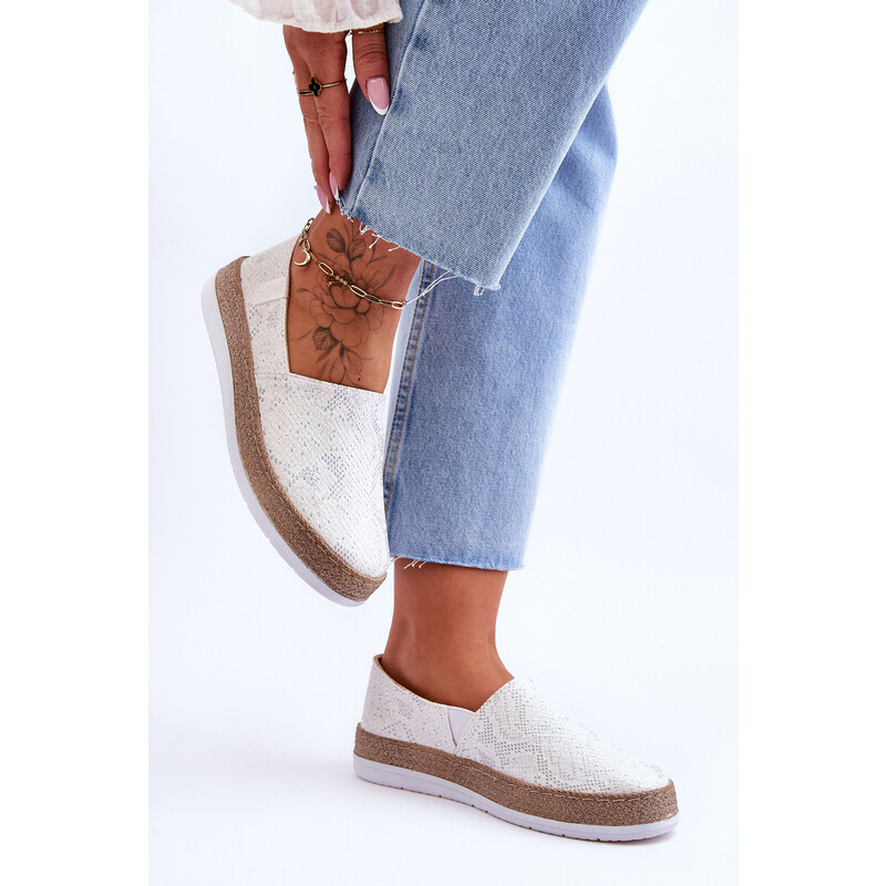 Botoshop Kožené espadrilky Mokasíny Big Star LL276004 Bílá