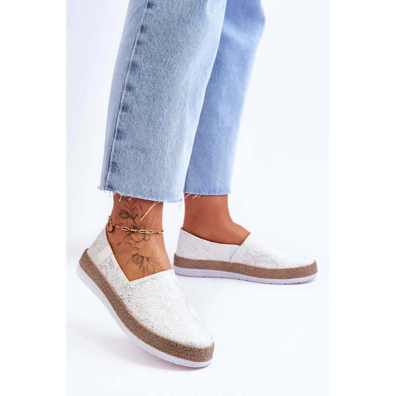 Botoshop Kožené espadrilky Mokasíny Big Star LL276004 Bílá