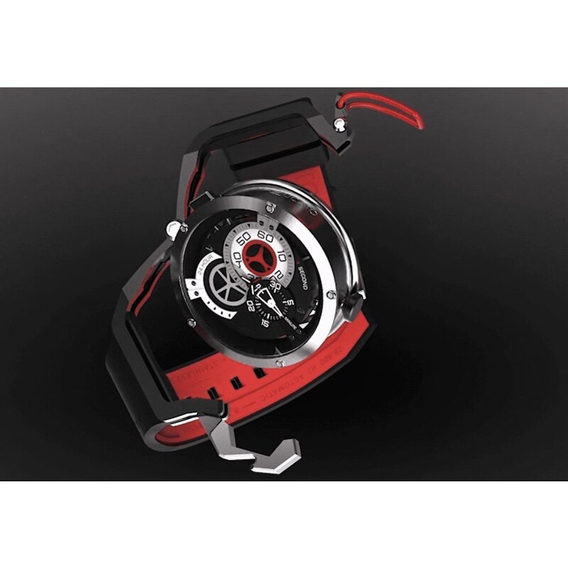 Černé pánské hodinky Mazzucato Watches s gumovým páskem Rim Sport Black / White - 48MM Automatic