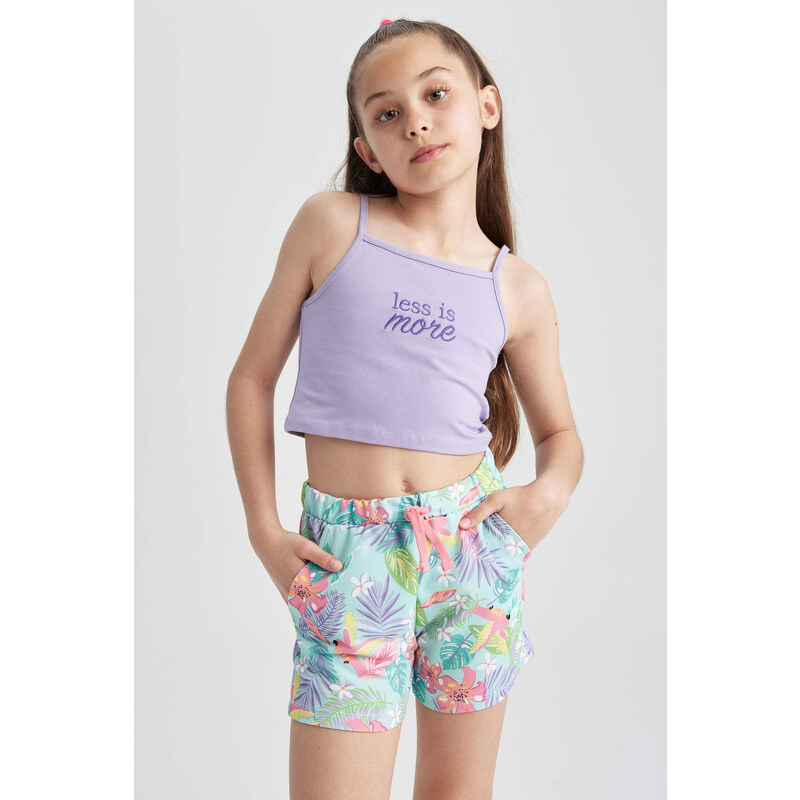 DEFACTO Girl Sweatshirt Fabric 2-Pack Shorts