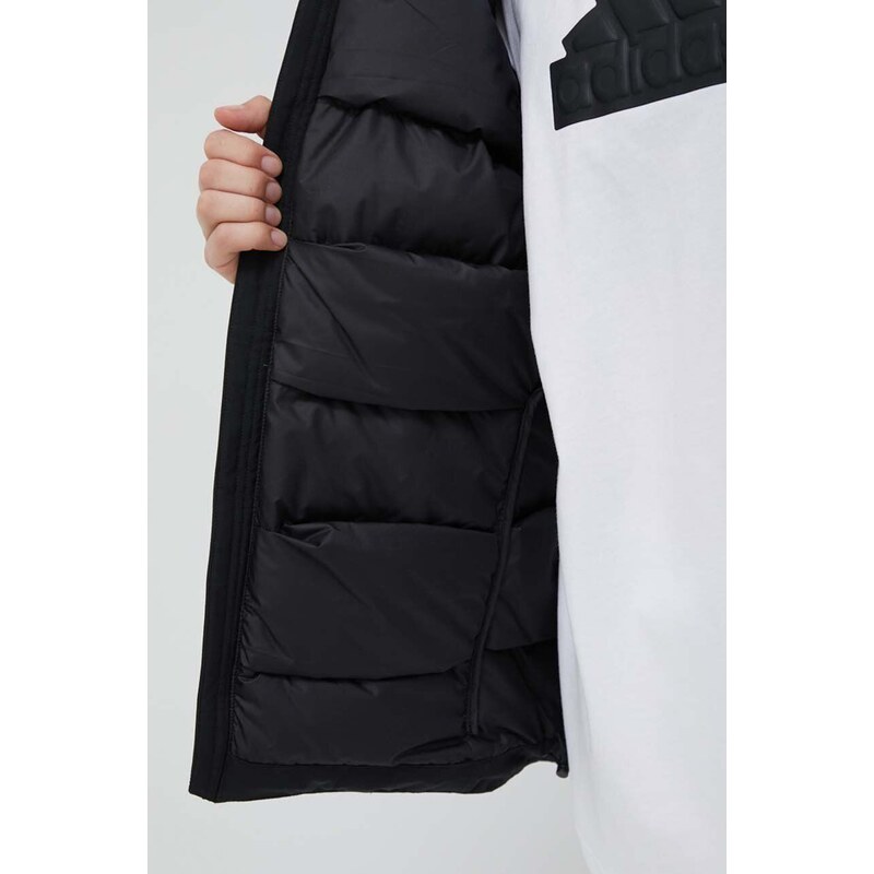 Péřová bunda adidas dámská, černá barva, zimní