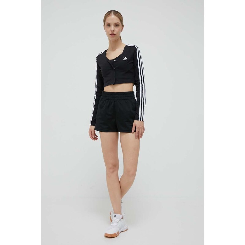 Kraťasy adidas Originals dámské, černá barva, vzorované, high waist