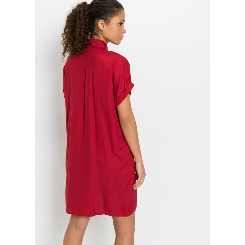 bonprix Halenkové šaty z udržitelné viskózy Červená