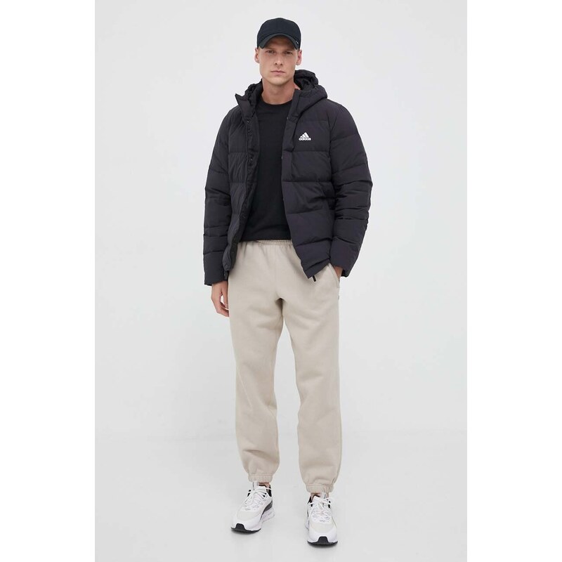 Péřová bunda adidas pánská, černá barva, zimní, HG8751