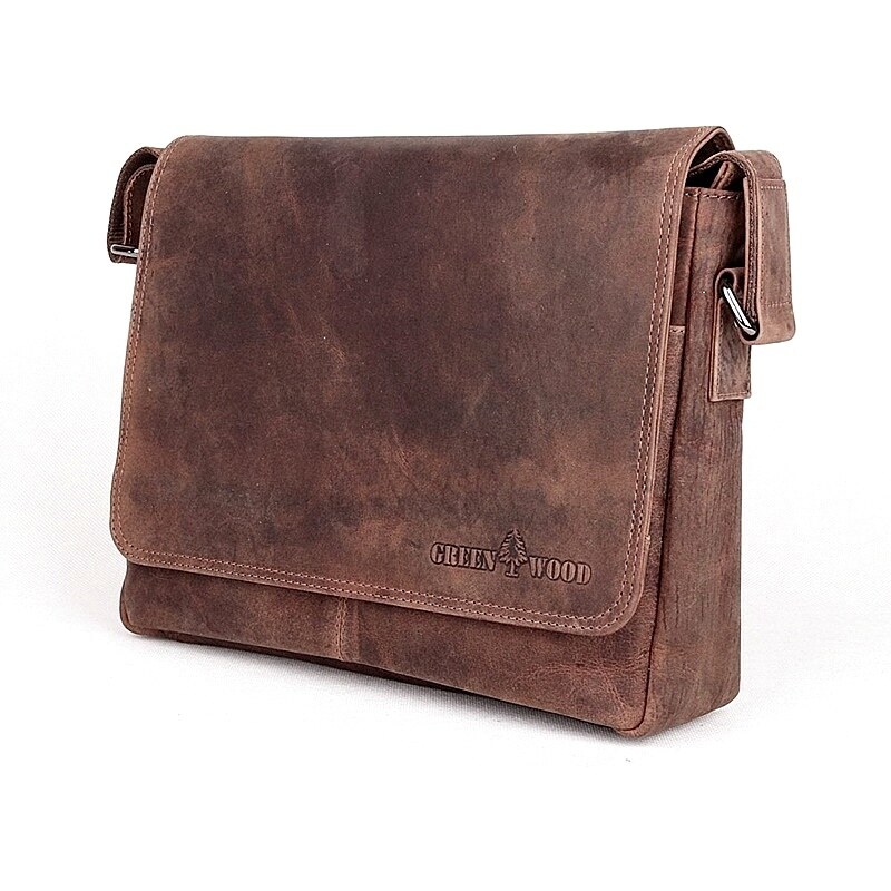 Středně velká kožená pánská crossbody taška GreenWood no. 113 hnědá