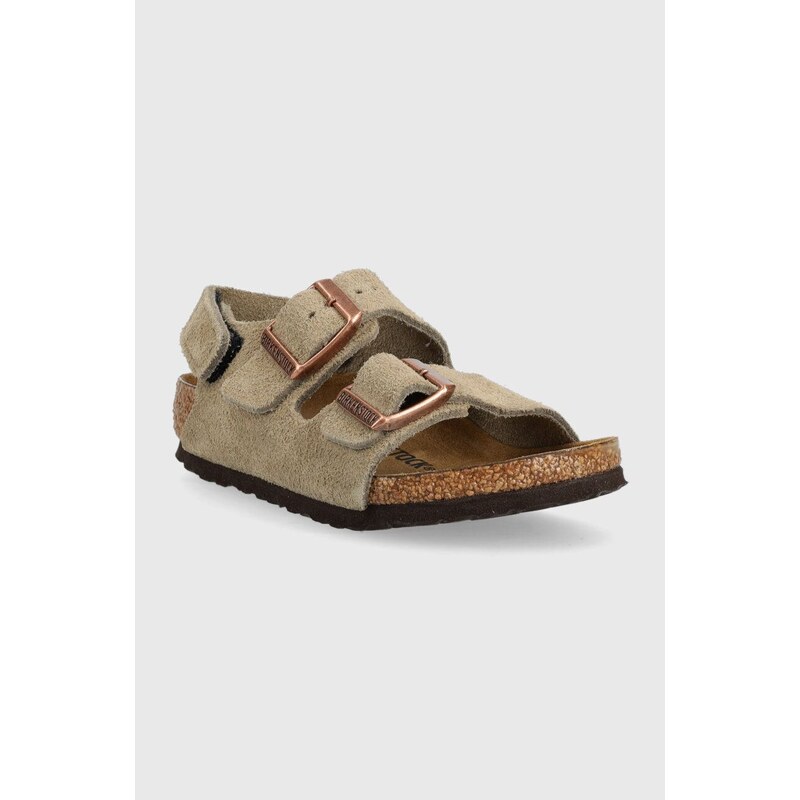 Dětské semišové sandály Birkenstock Milano béžová barva