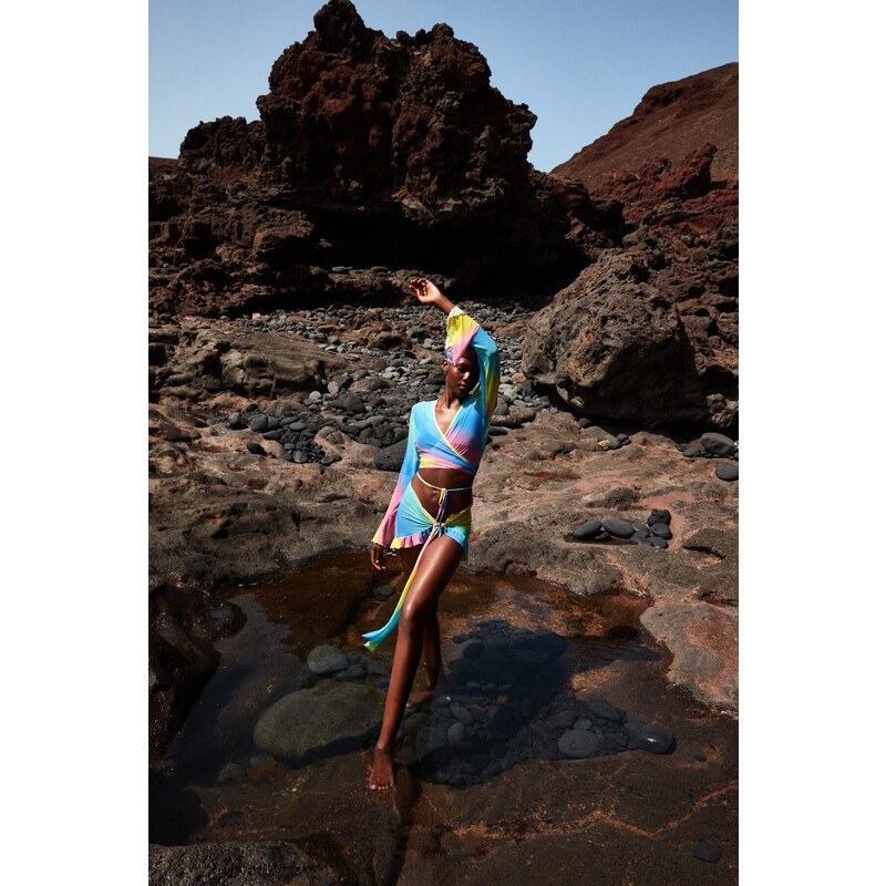 Trendyol Gradient Patterned Body-Sit Knitted Tie Transparent