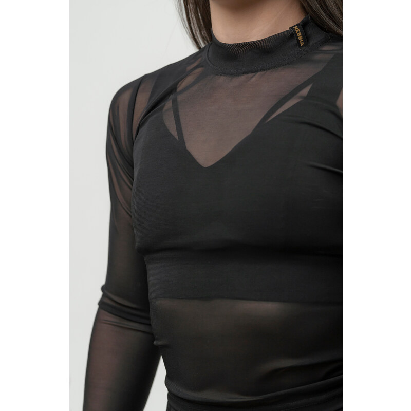 Women's long-sleeved top NEBBIA INTENSE Sheer Gold/gold