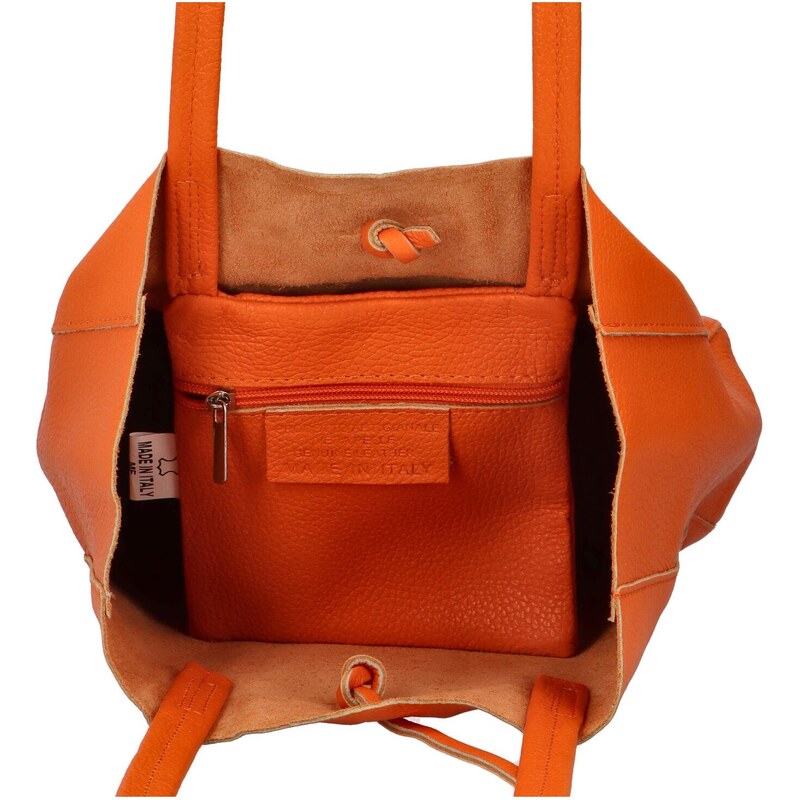 Dámská oranžová kožená kabelka přes rameno - ItalY Noox Two oranžová