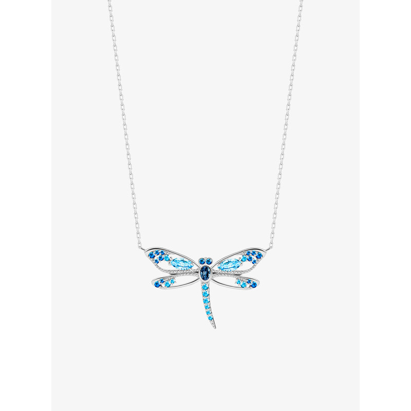 Stříbrný náhrdelník Viva, vážka s kubickou zirkonií Preciosa
