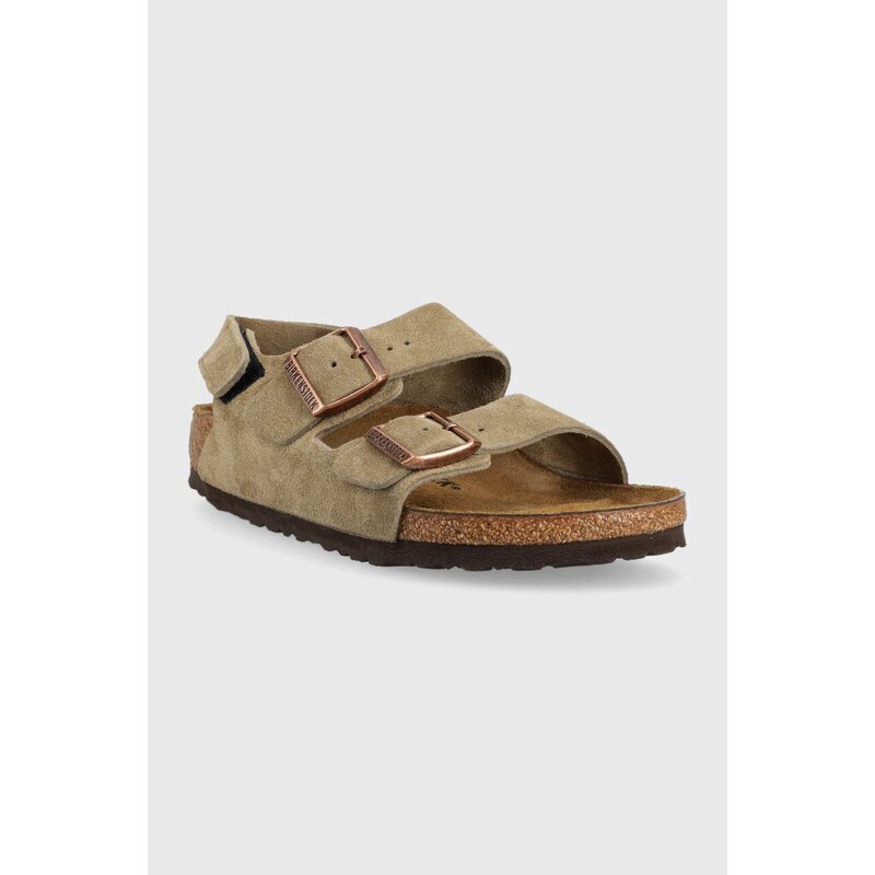 Dětské semišové sandály Birkenstock Milano béžová barva