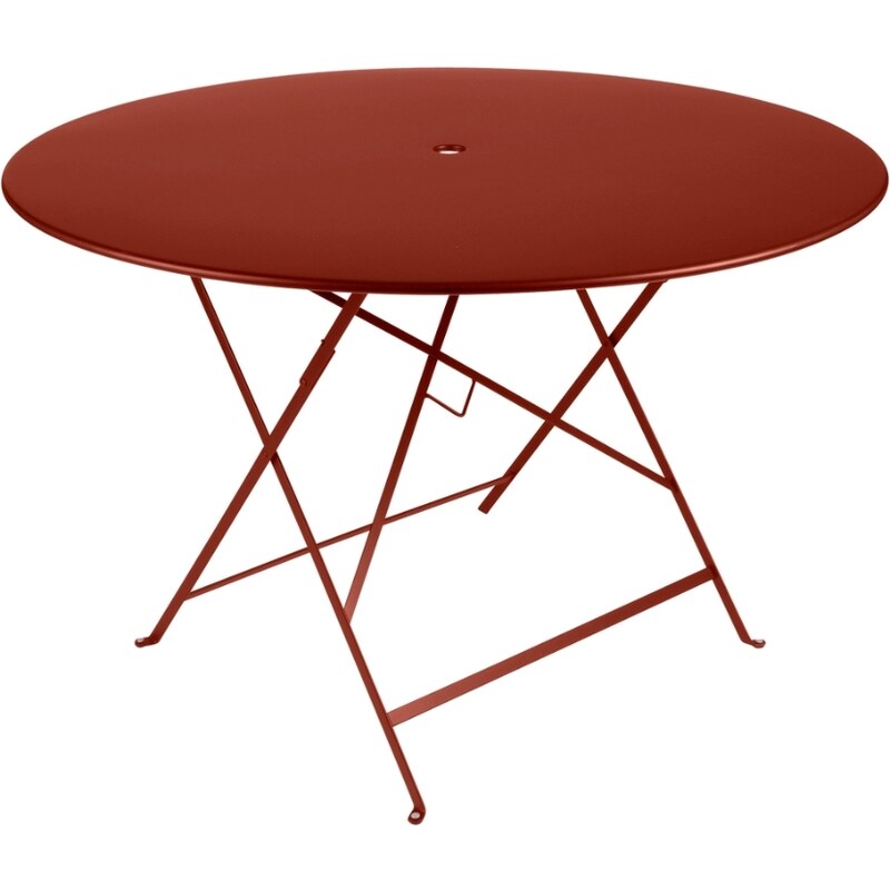 Zemitě červený kovový skládací stůl Fermob Bistro Ø 117 cm