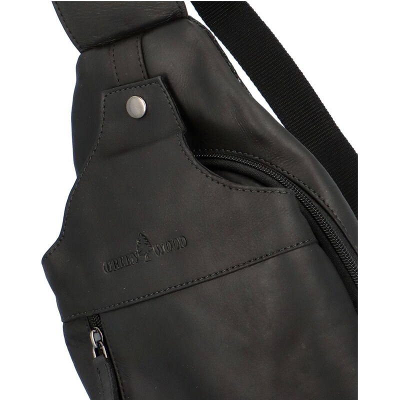 Pánský kožený batoh černý - Greenwood Achym černá