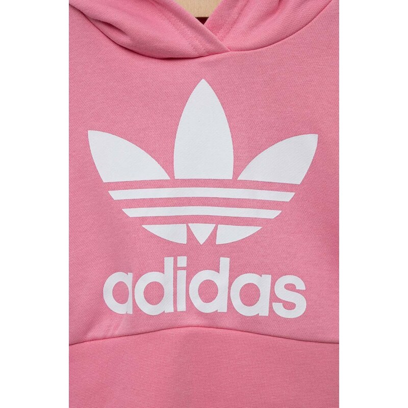 Dětská mikina adidas Originals růžová barva, s kapucí, s potiskem