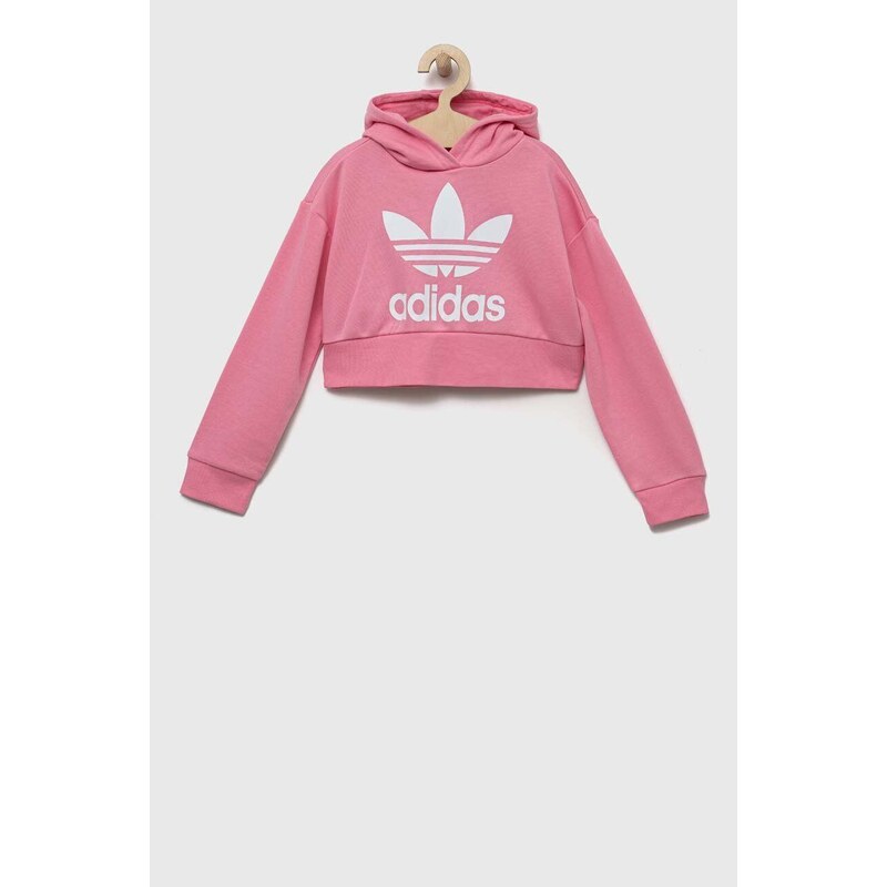 Dětská mikina adidas Originals růžová barva, s kapucí, s potiskem