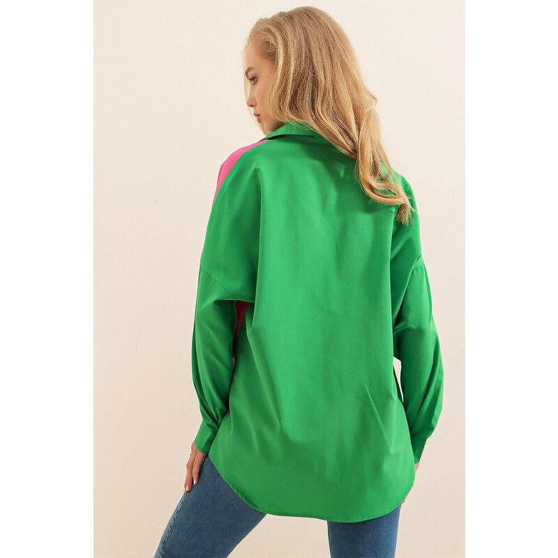 Bigdart 20116 Color Block Shirt - Green