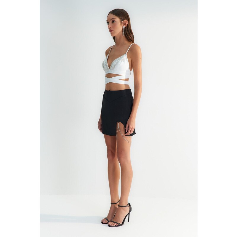 Trendyol X Zeynep Tosun Black Stone Accessory Skirt