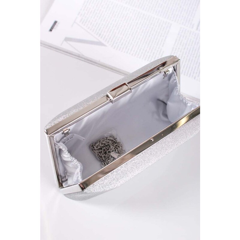 Paris Style Stříbrná společenská clutch kabelka Ariadne