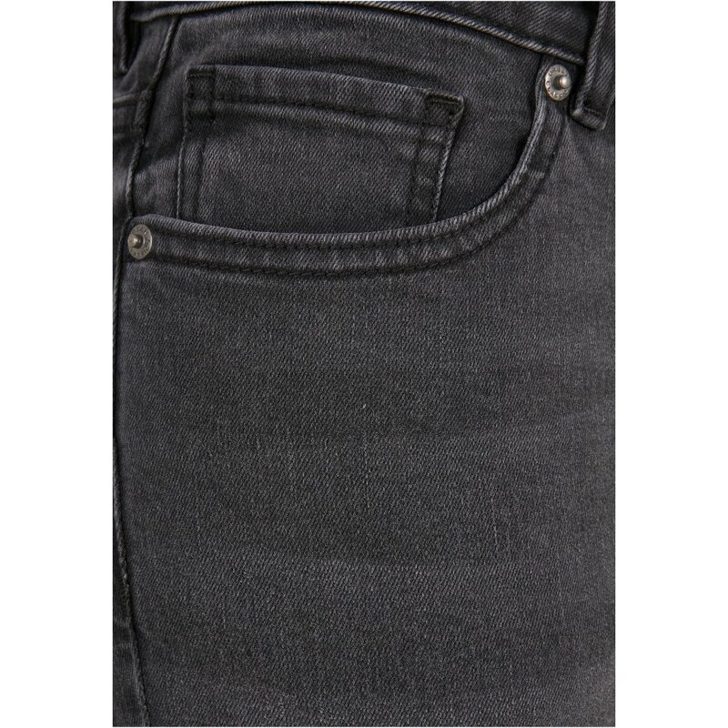 URBAN CLASSICS Ladies Mid Waist Skinny Jeans - black washed