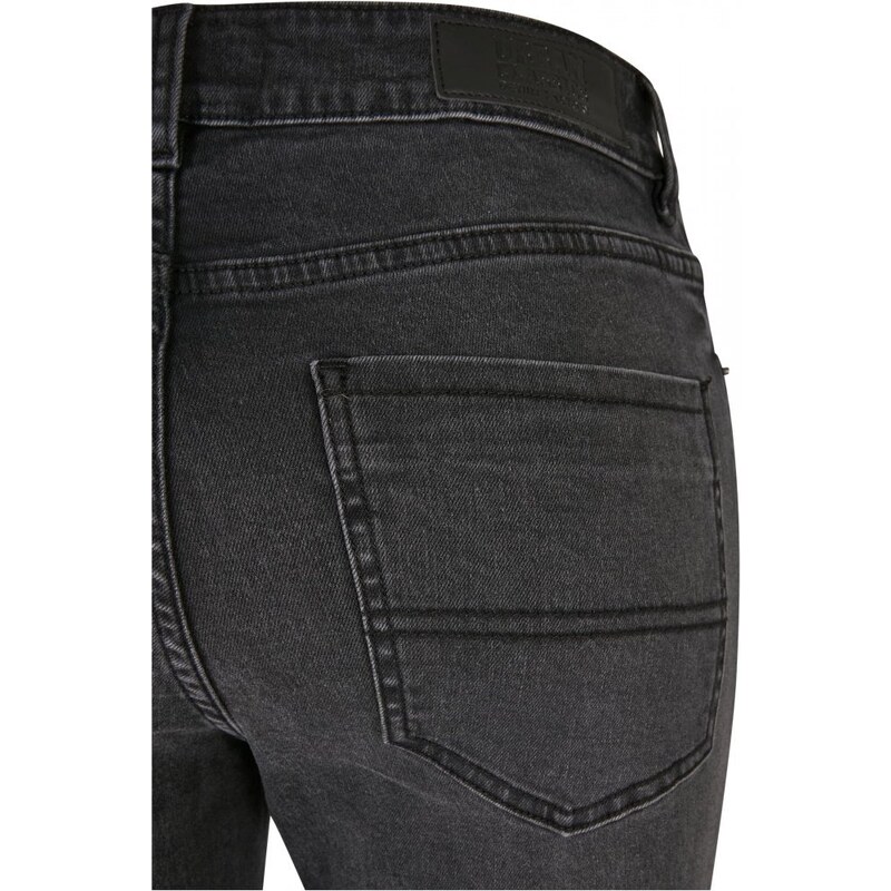 URBAN CLASSICS Ladies Mid Waist Skinny Jeans - black washed