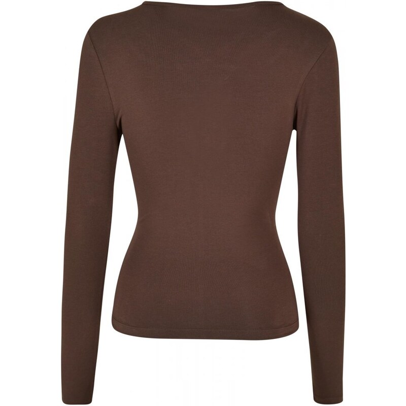 URBAN CLASSICS Ladies Crossed Cut Out Longsleeve - brown