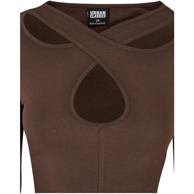 URBAN CLASSICS Ladies Crossed Cut Out Longsleeve - brown