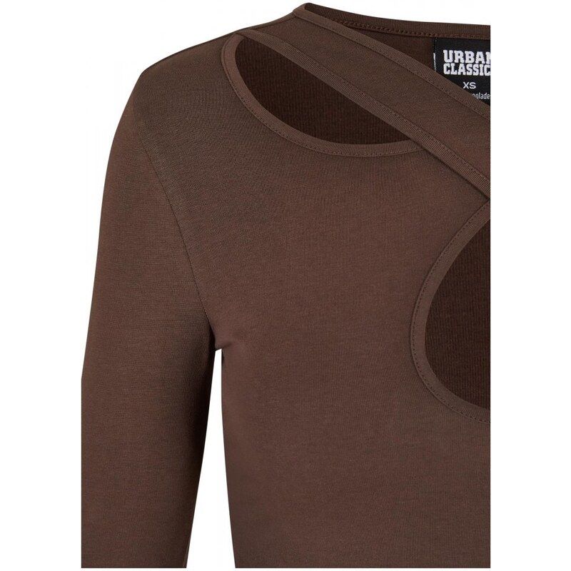 URBAN CLASSICS Ladies Crossed Cut Out Longsleeve - brown