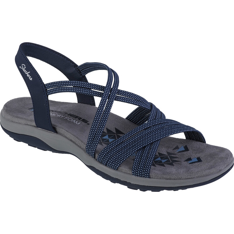 Tmavě modré dámské sandály Skechers Reggae Slim - Turn It Up