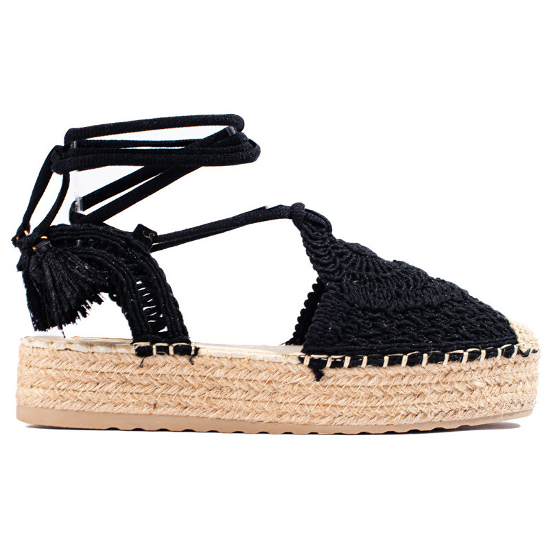 SHELVT ČERNÉ ESPADRILKY BOHO NA PLATFORMĚ SHELOVET Černá