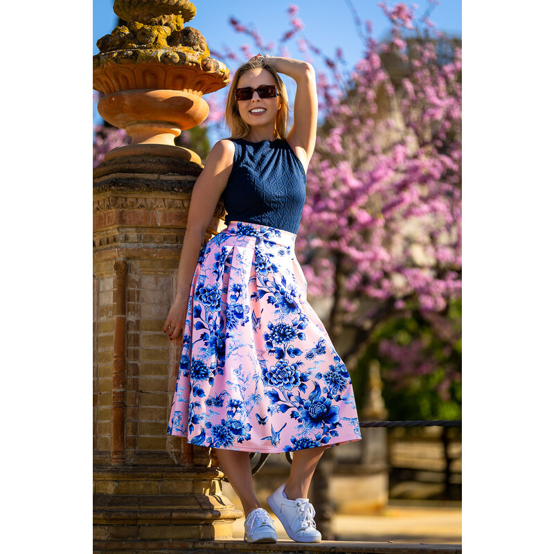 Jadberg Women Saténová midi sukně Sevilla-růžová