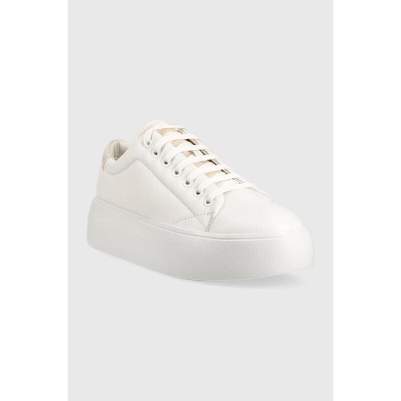 Kožené sneakers boty Calvin Klein BUBBLE CUPSOLE LACE bílá barva, HW0HW01778