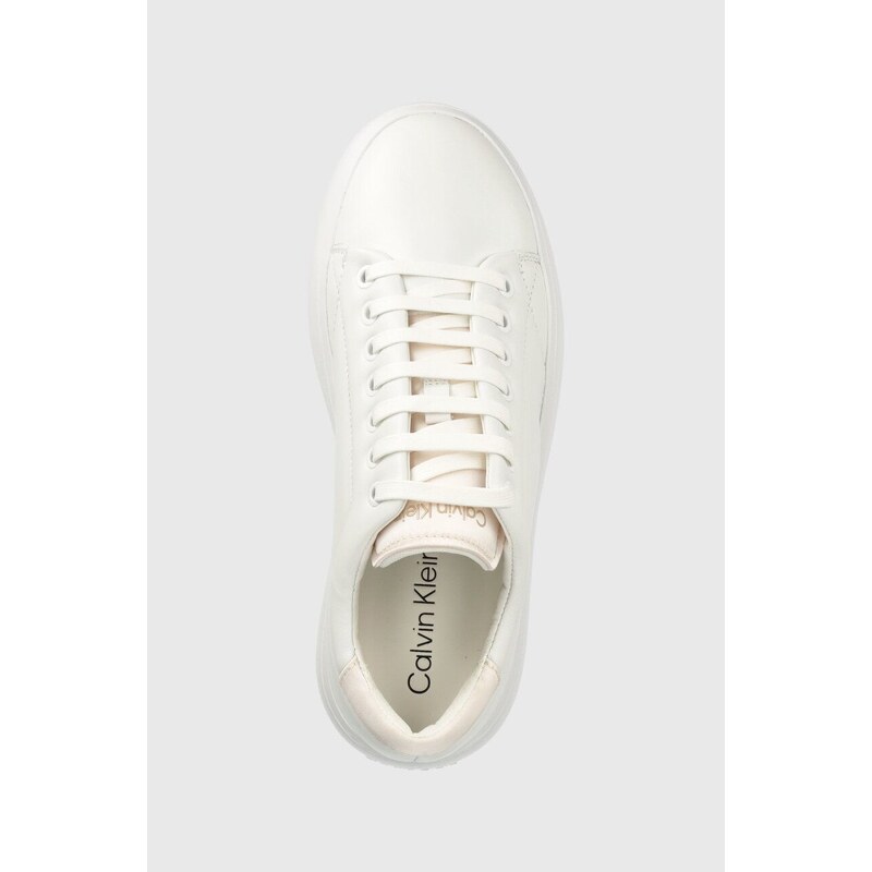 Kožené sneakers boty Calvin Klein BUBBLE CUPSOLE LACE bílá barva, HW0HW01778