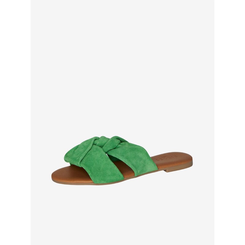 Zelené dámské semišové pantofle Pieces Visana - Dámské