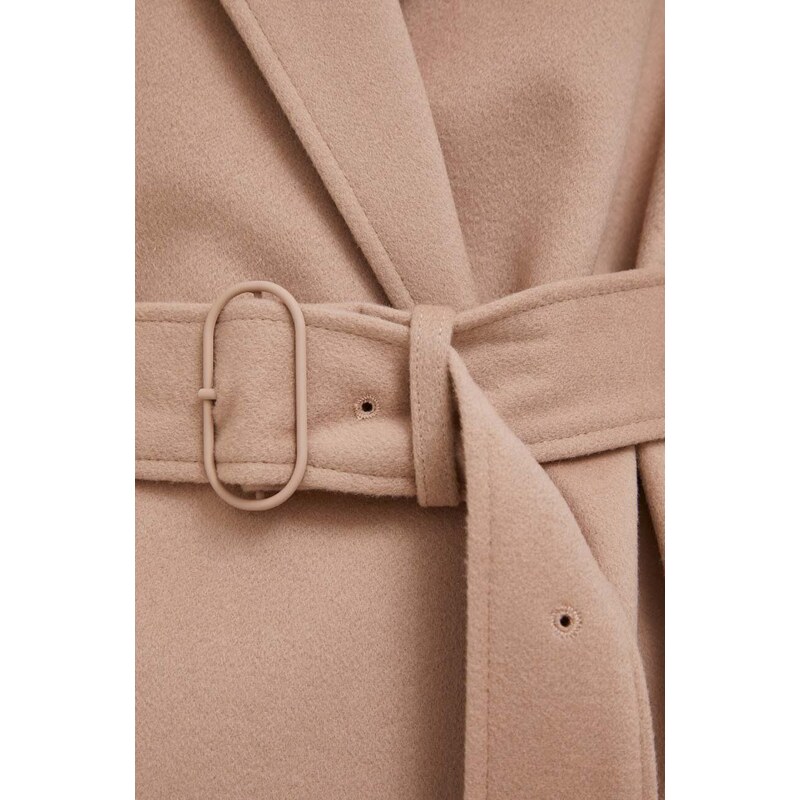Vlněný kabát Calvin Klein přechodný, bez zapínání