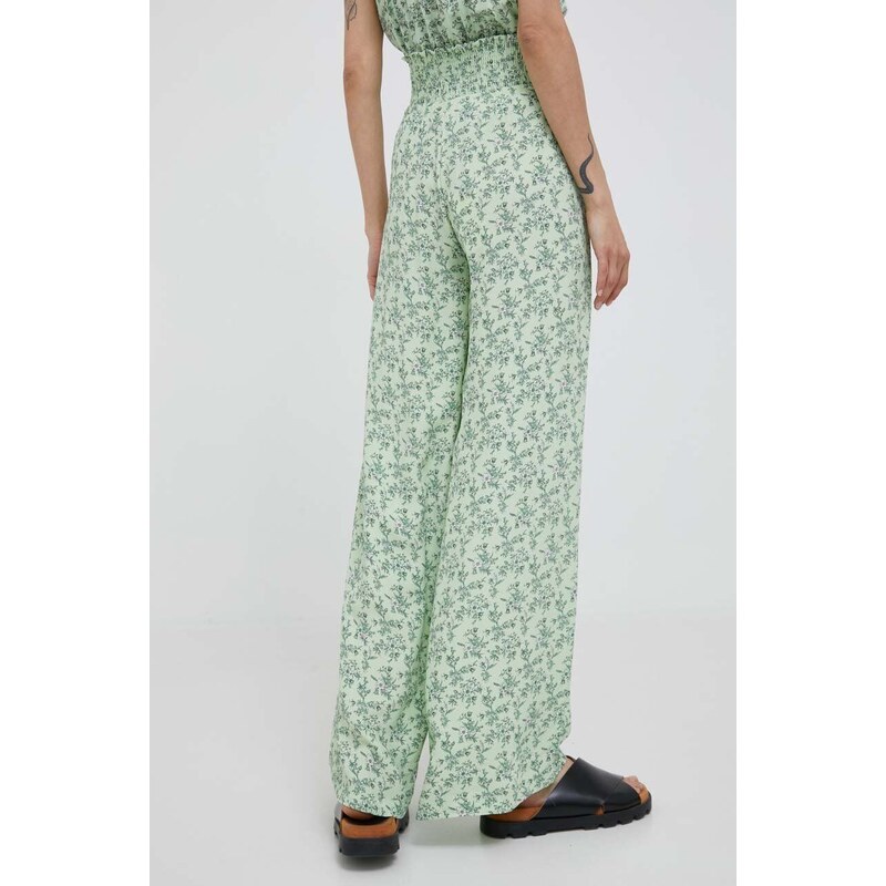 Kalhoty Pepe Jeans dámské, zelená barva, jednoduché, high waist