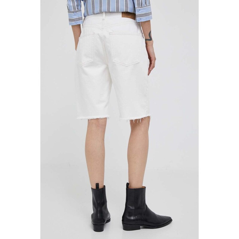 Bavlněné šortky Polo Ralph Lauren bílá barva, hladké, high waist