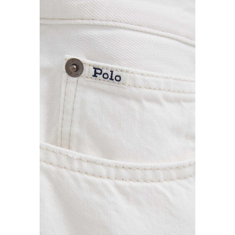 Bavlněné šortky Polo Ralph Lauren bílá barva, hladké, high waist