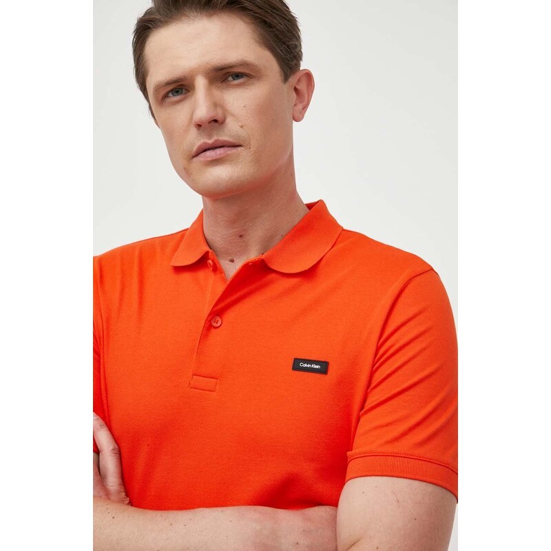 Polo tričko Calvin Klein oranžová barva