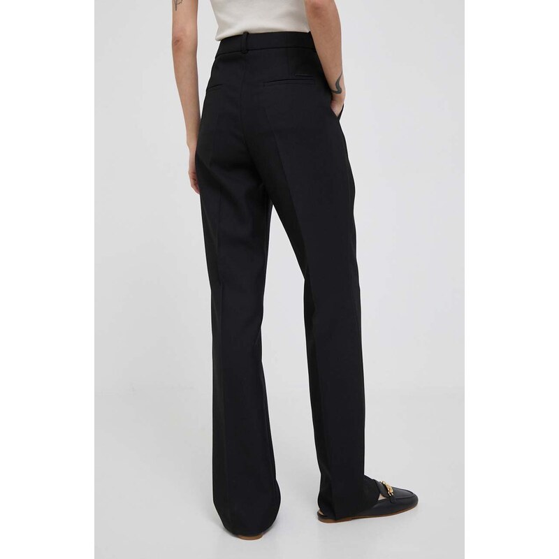 Kalhoty Calvin Klein dámské, černá barva, jednoduché, high waist