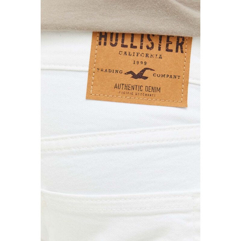Džínové šortky Hollister Co. pánské, bílá barva