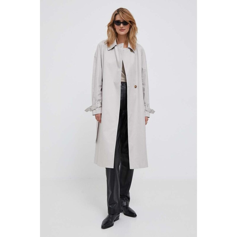 Kabát Calvin Klein dámský, šedá barva, přechodný