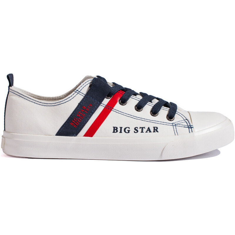 BIG STAR SHOES BÍLÉ PÁNSKÉ TENISKY Z EKO KŮŽE BIG STAR LL174005 Bílá