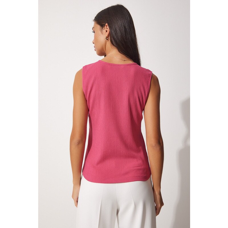 Happiness İstanbul Women's Pink Square Collar Knitted Blouse