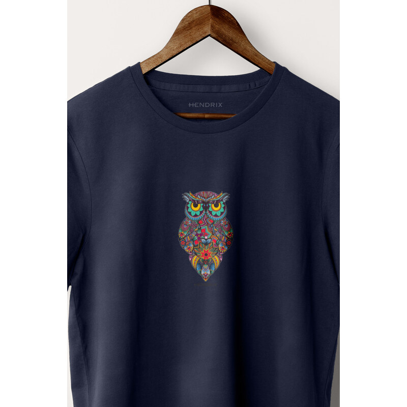 Hendrix Tričko, Barva Modrá, s Potiskem Magic Owl