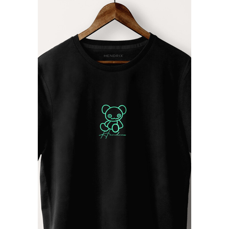 Tričko, Barva Černá, s Potiskem Neon Signature Teddy