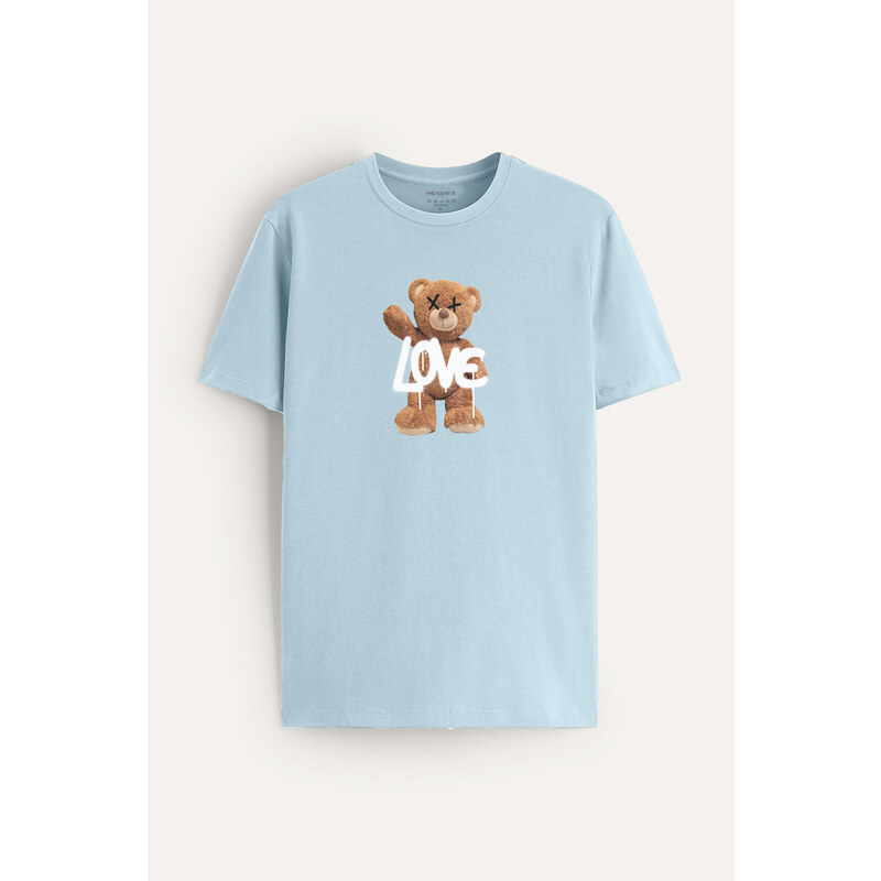 Tričko, Barva Blankytně Modrá, s Potiskem Lovepal Teddy