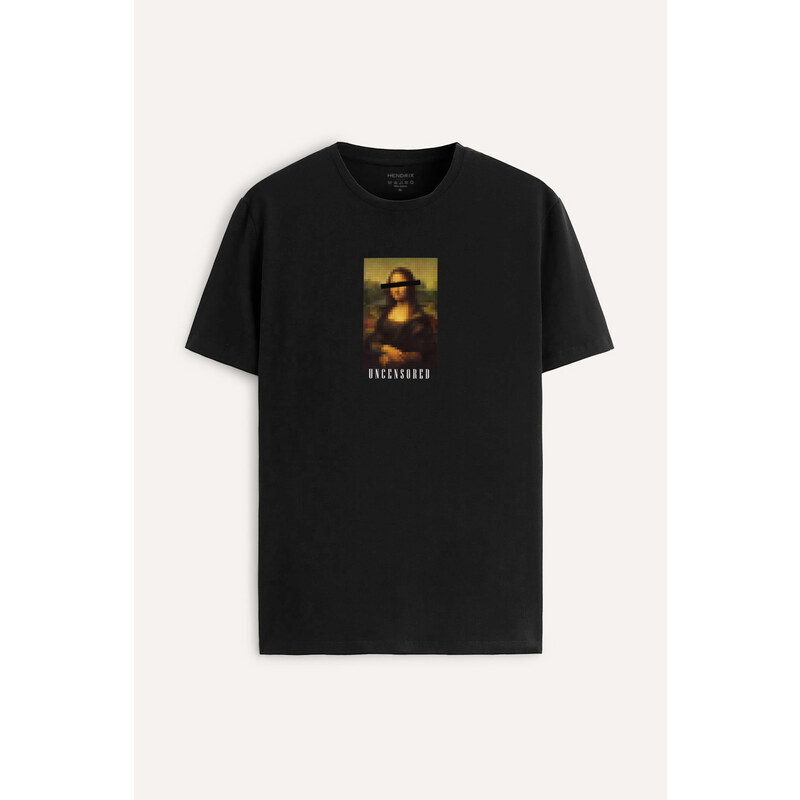 Tričko, Barva Černá, s Potiskem Mona Lisa